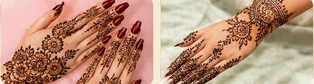 Indo-Western mehndi — classic henna motifs blended with contemporary elements