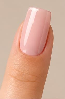 Square-shaped nail extension in a sheer pink finish