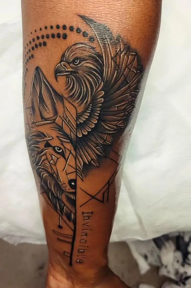 Invincible Wolf & Eagle Tattoo